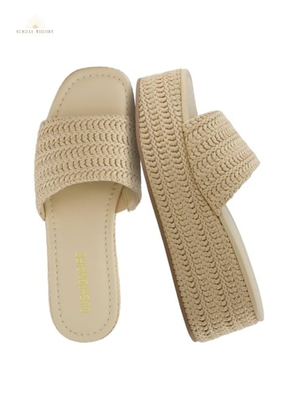 CUSHIONAIRE Women's Knit Raffia Platform Espadrille Sandals Slip On Memory Foam